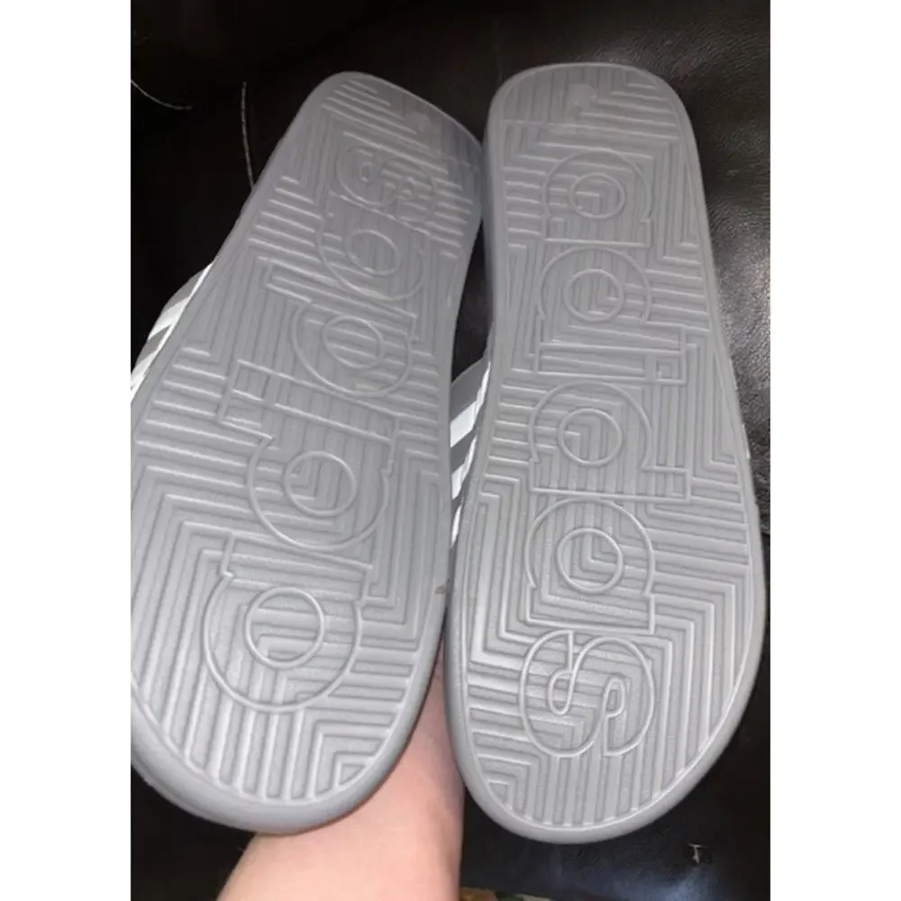 NIB ADIDAS Men's Adissage Slide Grey/White/Grey Size 18 Sporty